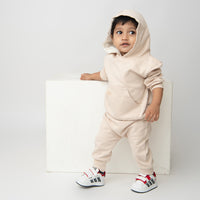 Load image into Gallery viewer, Buy almond peach color organic fleece oversized hoodie for your 3-6 months baby - CotandCandyBaby
