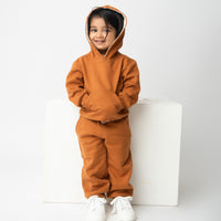 Load image into Gallery viewer, Get pumpkin spice color organic fleece hoodie &amp; jogger set for your 12-18 months baby - CotandCandyBaby
