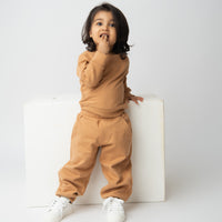 Load image into Gallery viewer, Get biscuit color organic fleece oversized sweatshirt for your 12-18 months baby - CotandCandyBaby
