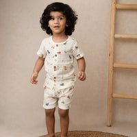 Load image into Gallery viewer, Buy Construction Organic Muslin Jhabla Set for your 0-3 months baby - CotandCandyBaby
