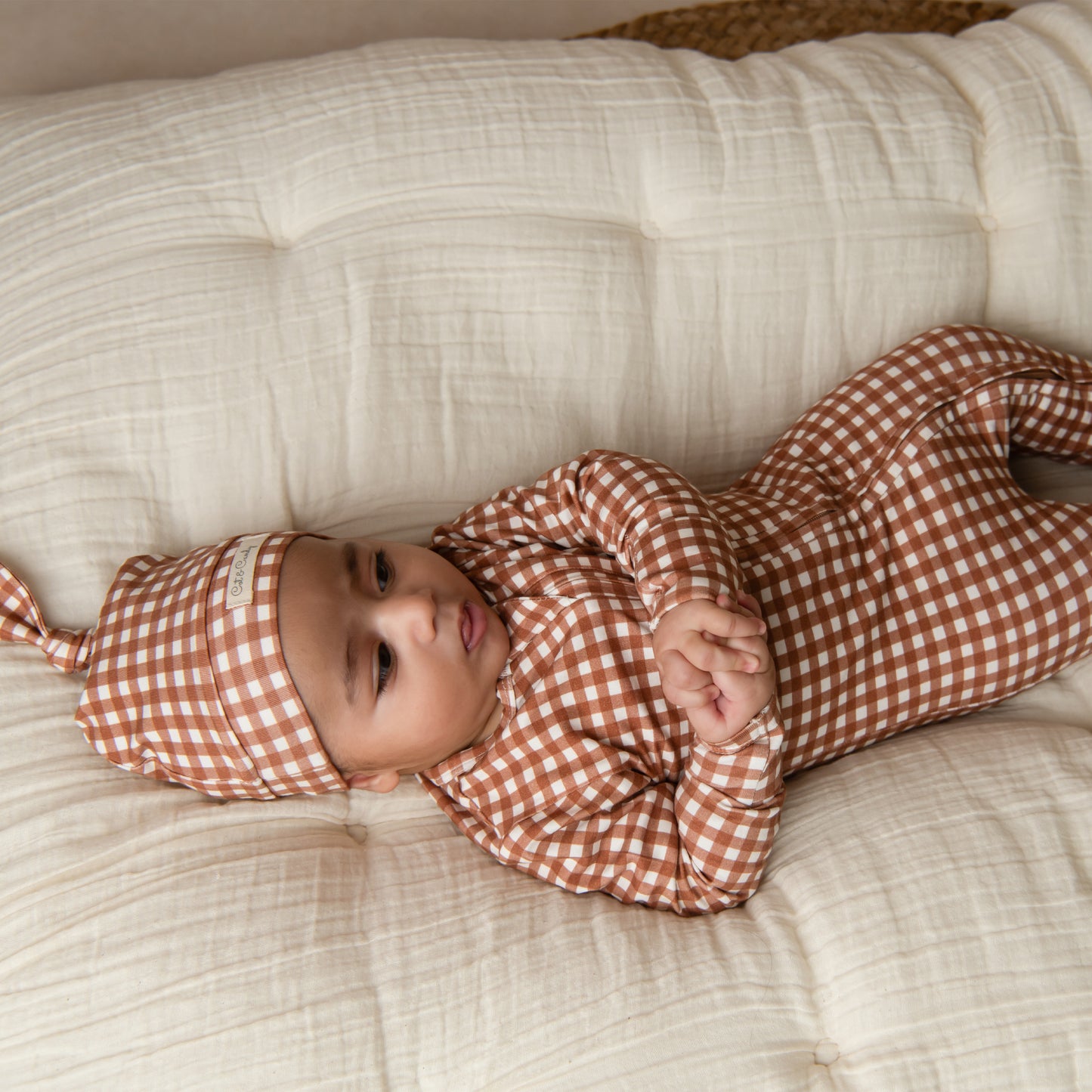 Ginger Gingham Organic Footed Sleepsuit