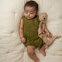 Load image into Gallery viewer, Olive Organic Muslin Bubble Romper
