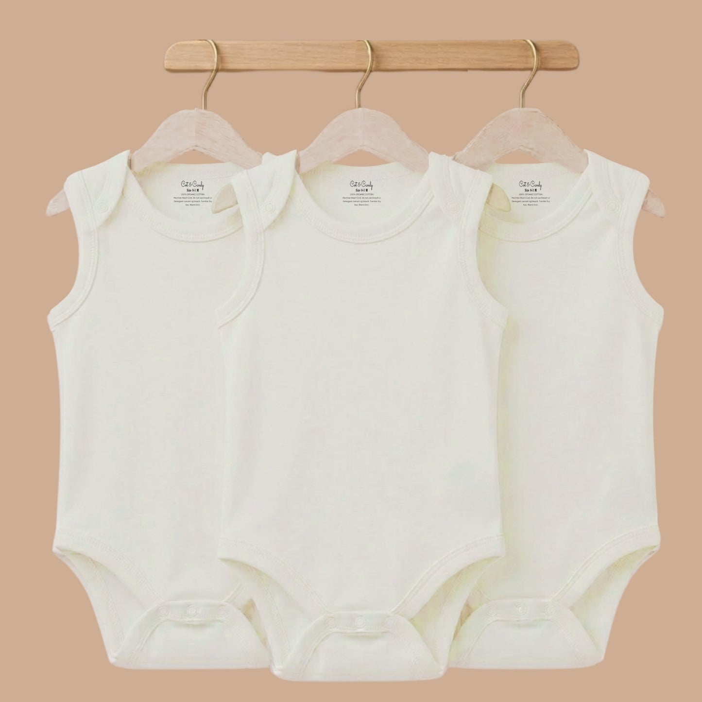 Off White Organic Sleeveles Envelope Bodysuit Pack Of 3