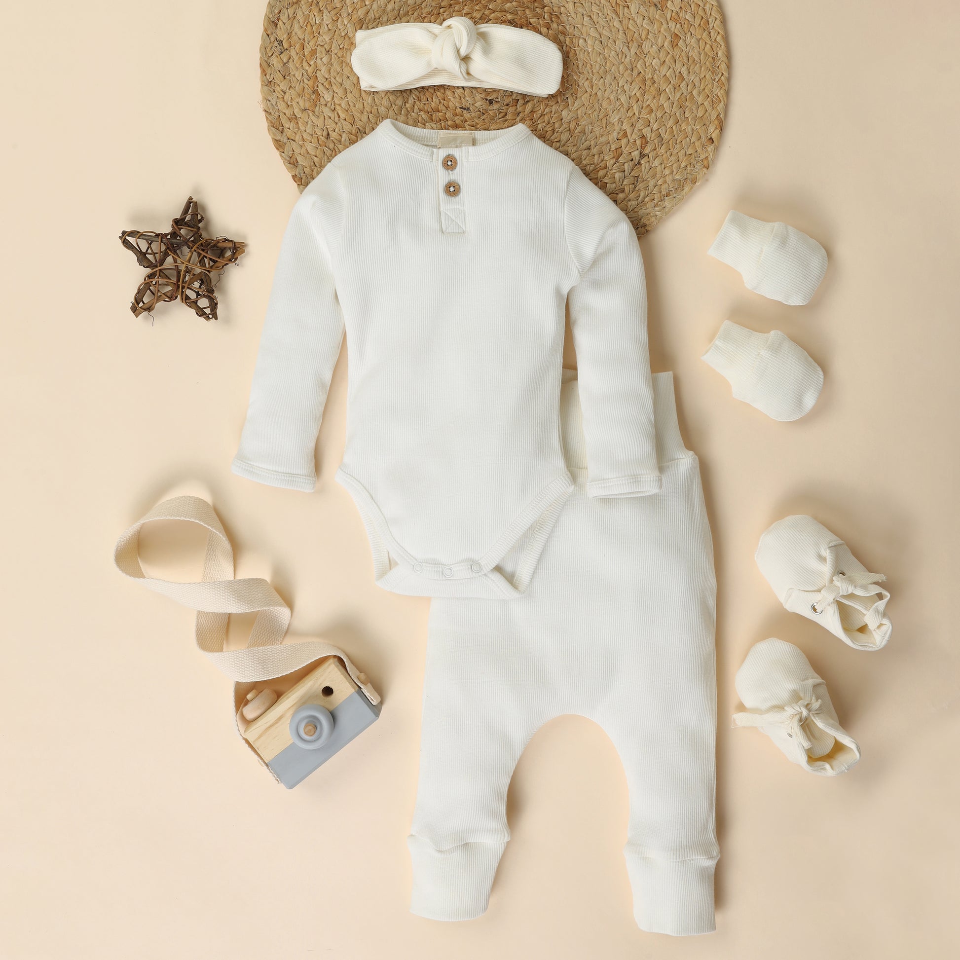 Pack Of 5 Milk Organic cotton Full Sleeve Bodysuit with leggings