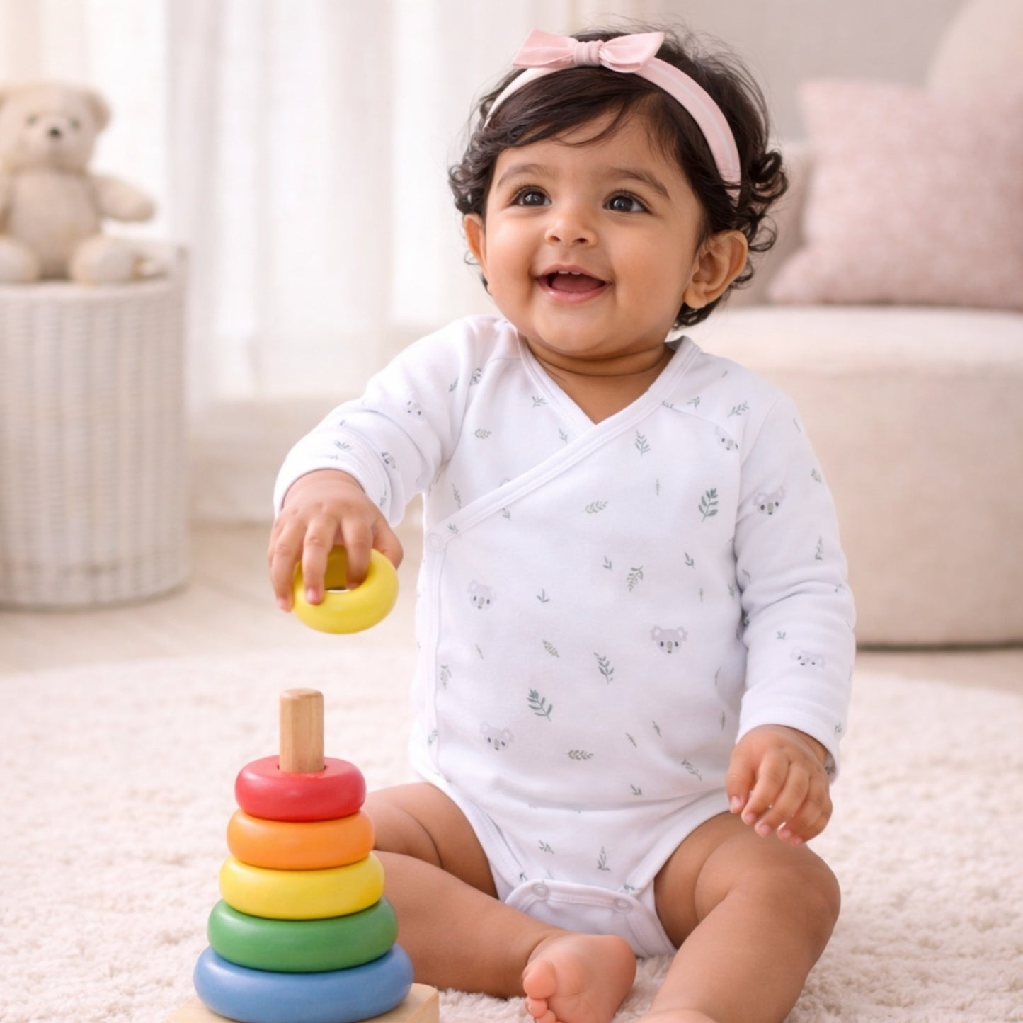 Koala + Sail Away Print Organic Kimono Bodysuit - Pack Of 2