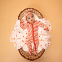 Load image into Gallery viewer, Berry Stripe Organic Footed Sleepsuit
