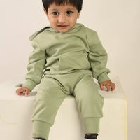 Load and play video in Gallery viewer, Get tea color organic fleece hoodie &amp; jogger set for your 12-18 months baby - CotandCandyBaby
