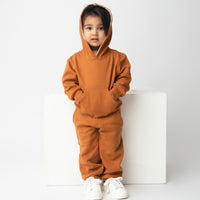Load image into Gallery viewer, Buy pumpkin spice color organic fleece hoodie &amp; jogger set for your 3-6 months baby - CotandCandyBaby
