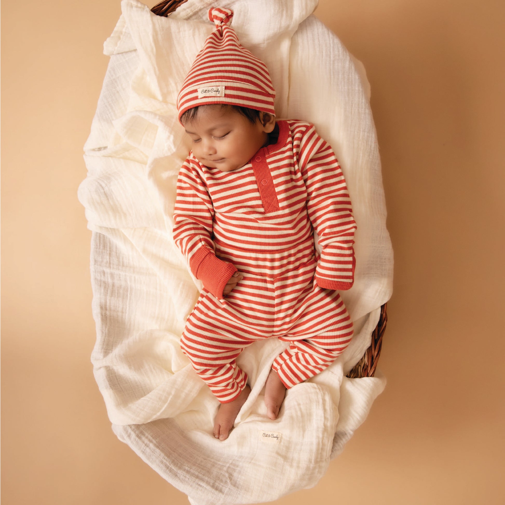 Berry Stripe Organic Long Sleeve Bodysuit set for infants baby
