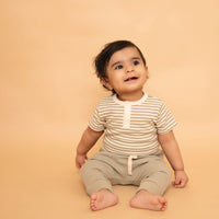 Load image into Gallery viewer, Dewkist Stripe Organic Short Sleeve Bodysuit
