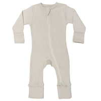 Load image into Gallery viewer, Thoughtfully created keeping in mind the sensitive skin of babies, our one-of-a-kind rompers are made from the softest quality cotton ribbed fabric which are GOTS certified.  The romper features a zipper in front for ease of the Mum to put on the garment. The two-way special zipper design helps in fuss-free diaper change for the Mum.  These zip suits are all season wear that keeps your baby comfortable and makes a cute fashion statement. 
