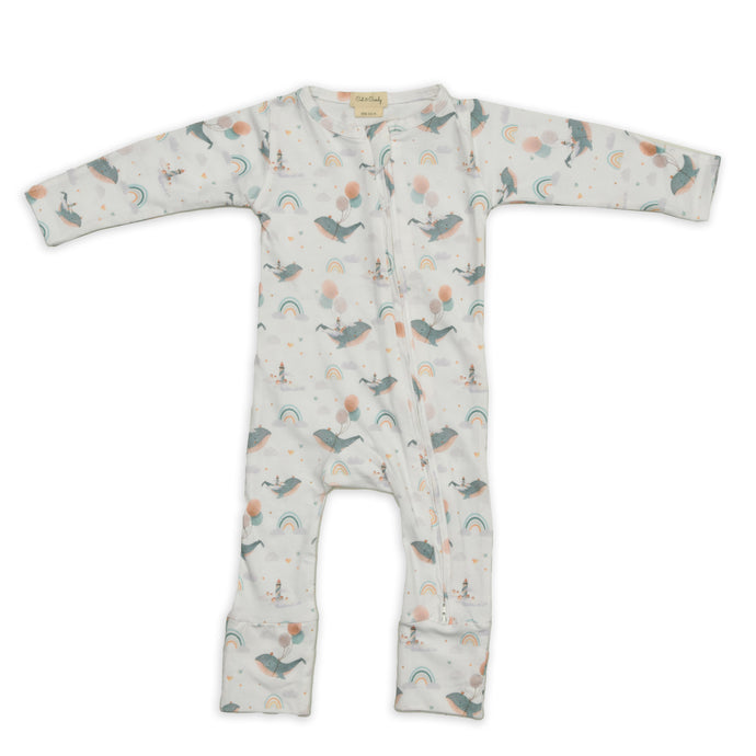 Whale of Time Collection Organic cotton full sleeve Zip suit for baby girl