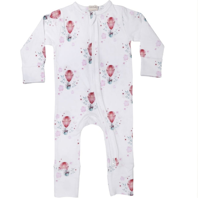 Bunny Expedition Organic cotton Zip suit for newborn baby girl