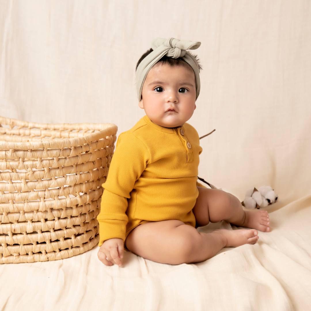 Mustard Organic Long Sleeve Bodysuit