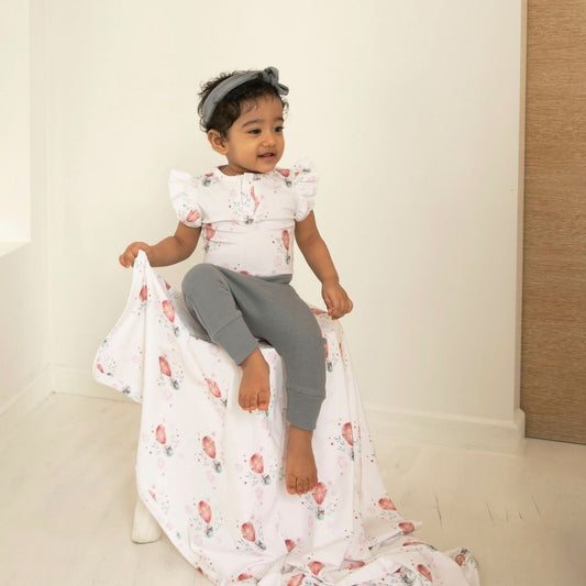 Bunny Expedition Organic Frill bodysuit