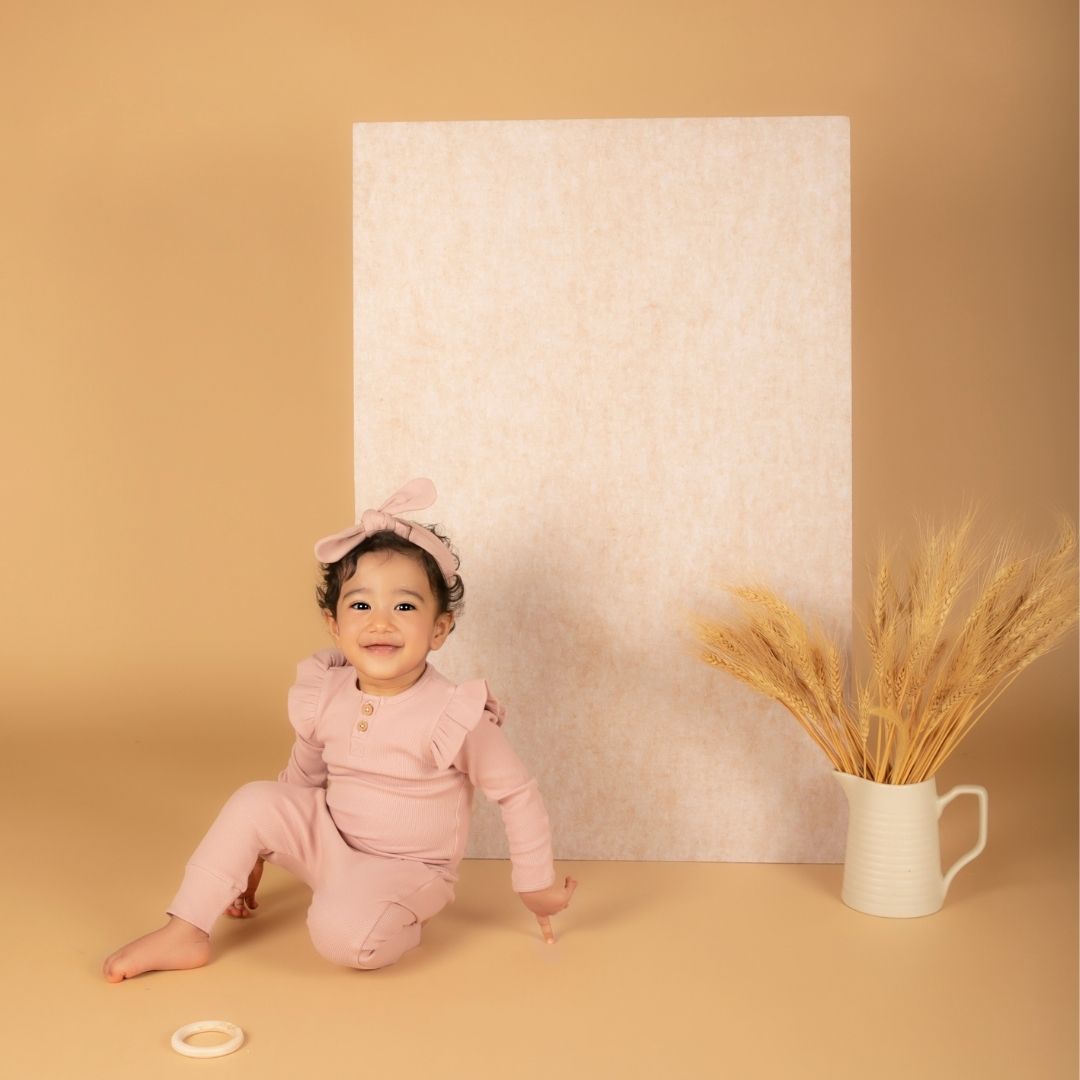 Blush Pink Organic Long Sleeve Frill Bodysuit
